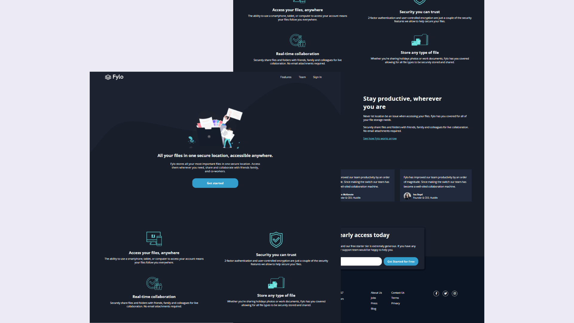 Fylo Dark Theme Landing Page