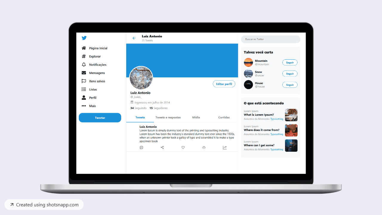 Imagem do projeto Twitter Clone UI