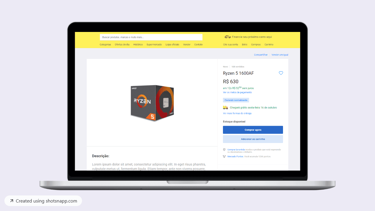 Imagem do projeto Mercado Livre Clone UI